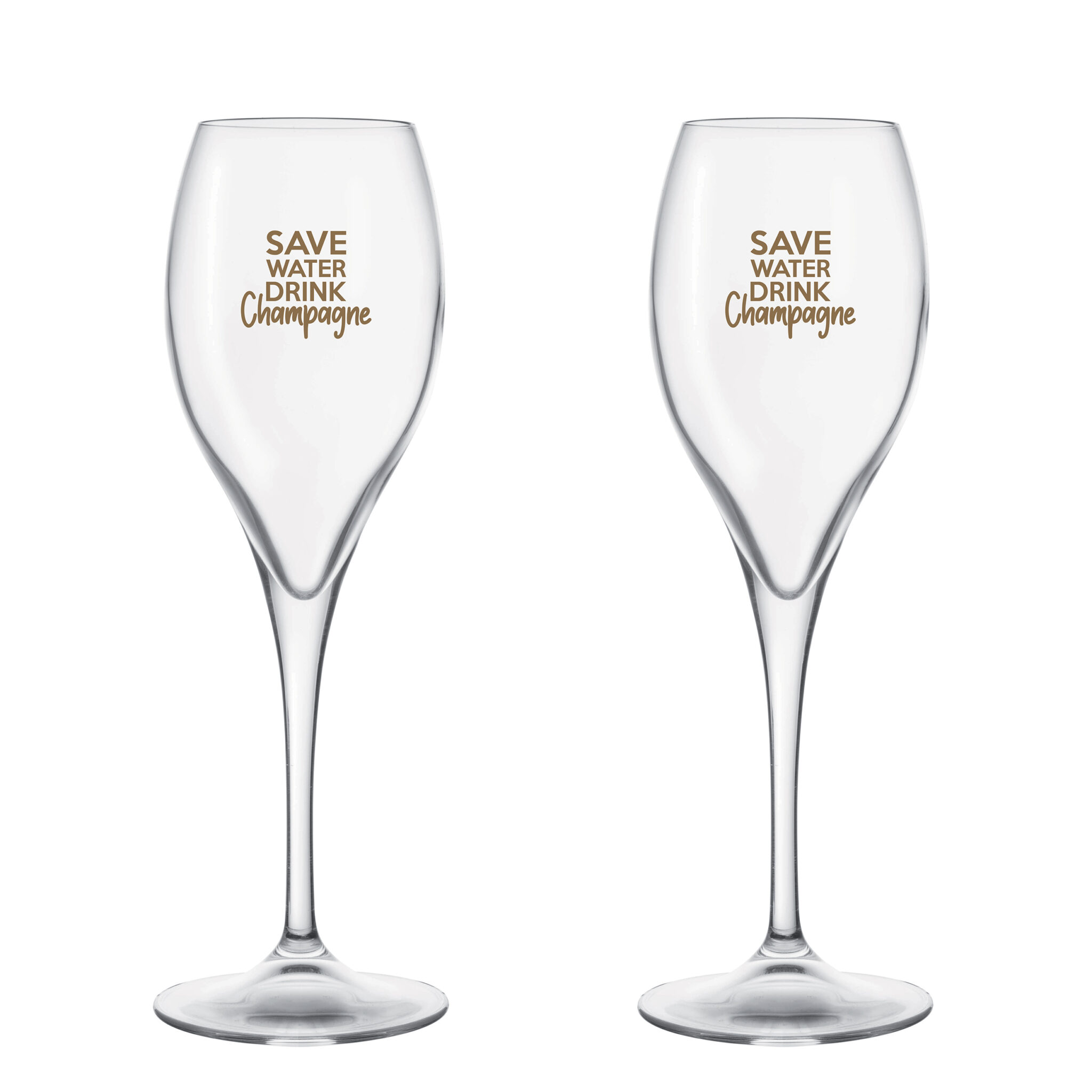 Duo de flûtes Save Water Drink Champagne Les cornichons